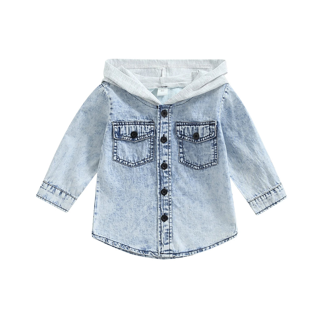 2022-06-23 Lioraitiin 0-5Years Toddler Boys Spring Autumn Coat Long Sleeve Button Down Patchwork Hooded Jackets