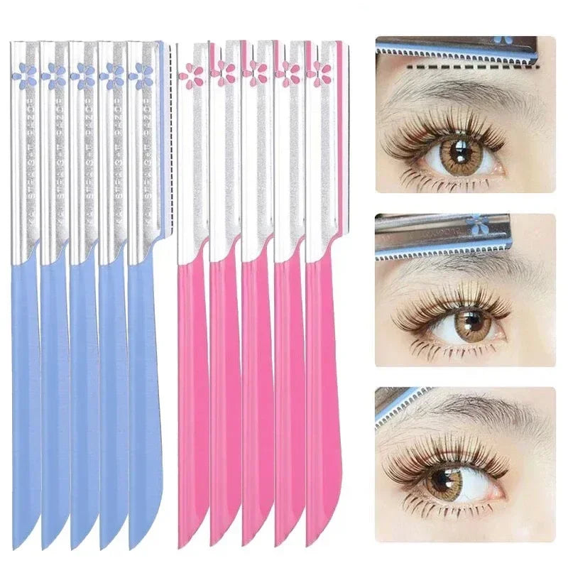 5pc Eyebrow Epilator Sets for Women Makeup Beauty Eyebrows Hair Removal Styling Tool Steel Blade Facial Razor Trimmer