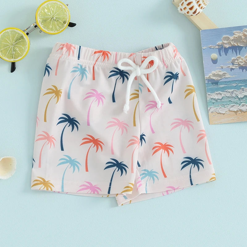 Lioraitiin Toddler Baby Boys Swim Shorts Fashion Print Elastic Waist Shorts  Kids Boy Hawaiian Beach Board Shorts Swimwear