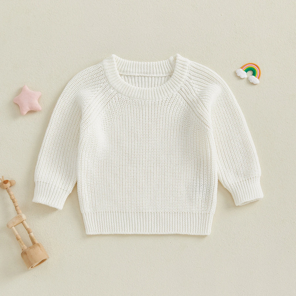 2025-05-08 Lioraitiin Toddler Baby Boys Girls Knit Sweaters Long Sleeve Round Neck Solid Color Pullover Fall Tops