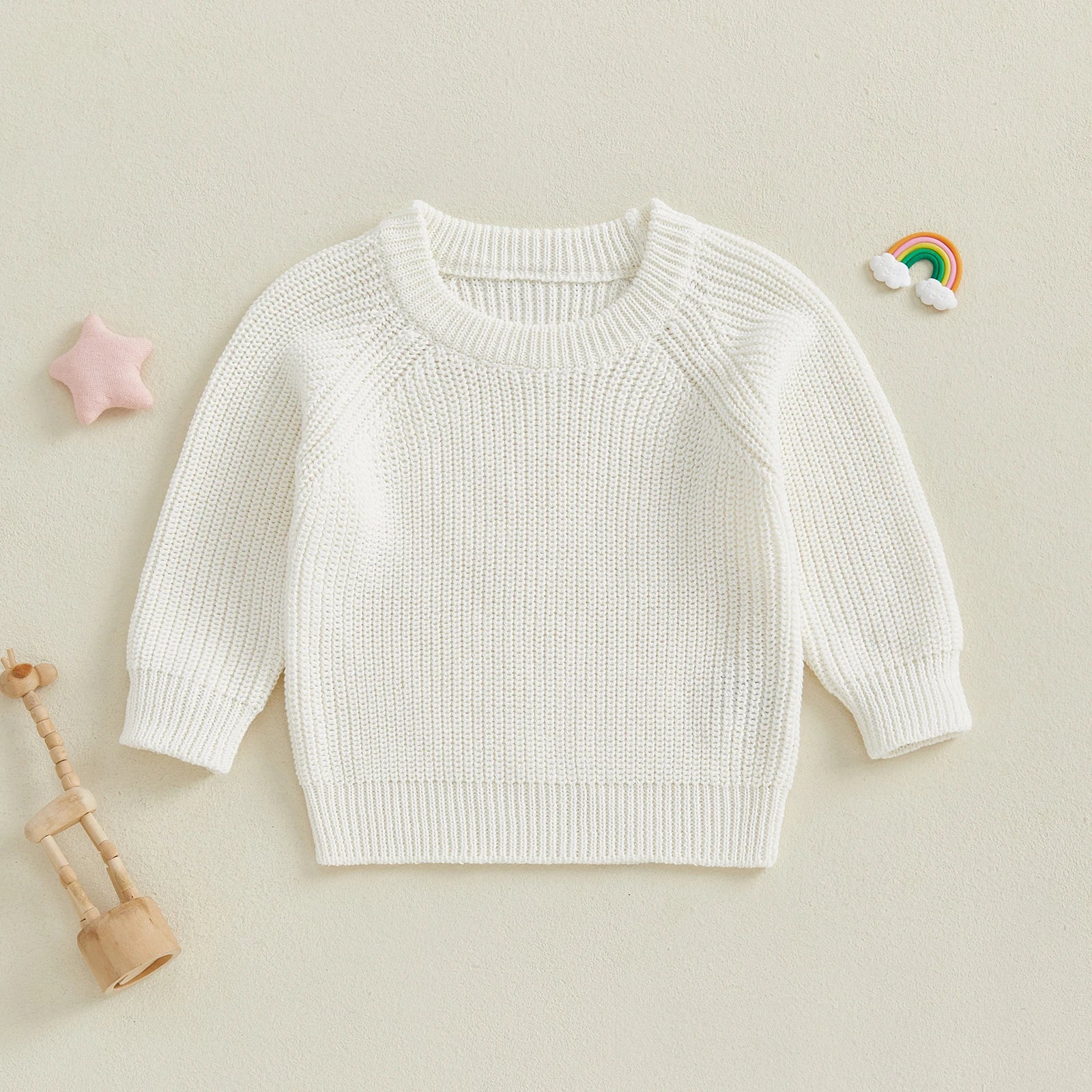2025-05-08 Lioraitiin Toddler Baby Boys Girls Knit Sweaters Long Sleeve Round Neck Solid Color Pullover Fall Tops