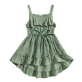 2024-05-07 Lioraitiin Baby Girl Summer Dress Casual Sleeveless Square Neck Belted Dress Toddler A-Line Dress