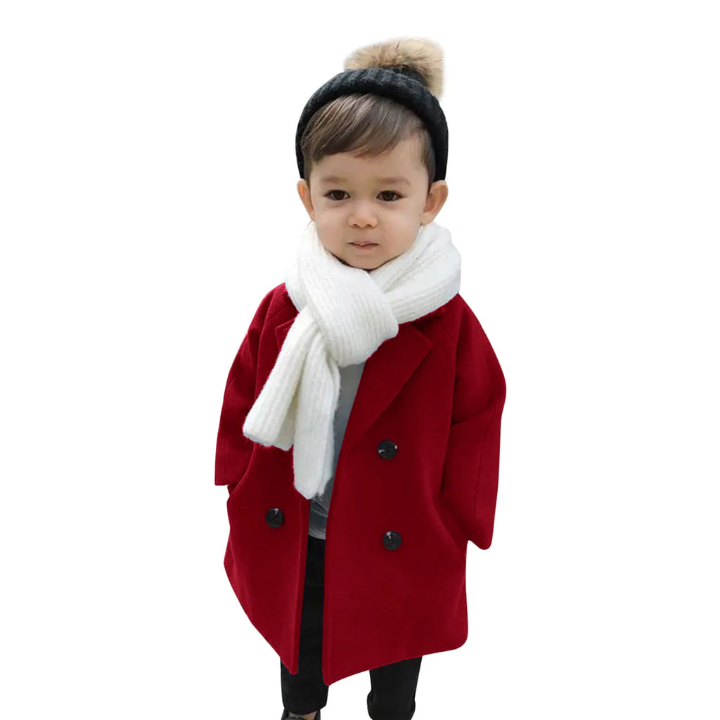 Kids Boys Coats Toddler Kids Baby Girls Boys Plaid Solid Coat Elegant Notched Double Breasted Jacket Boys Plaid Flannel Coat