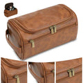 Hanging Leather Travel Toiletry Bag closed
