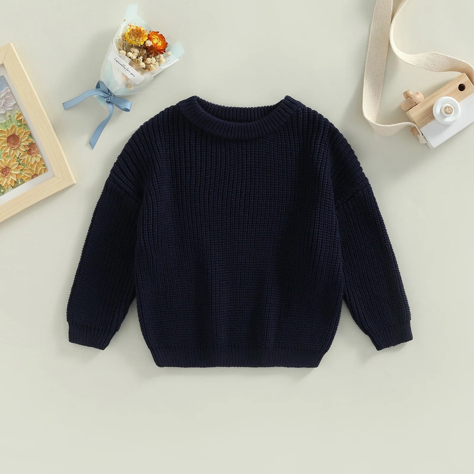 Citgeett Autumn Kids Toddler Baby Girls Boys Sweaters Long Sleeve Solid Color Loose Knitted Pullovers Spring Clothes