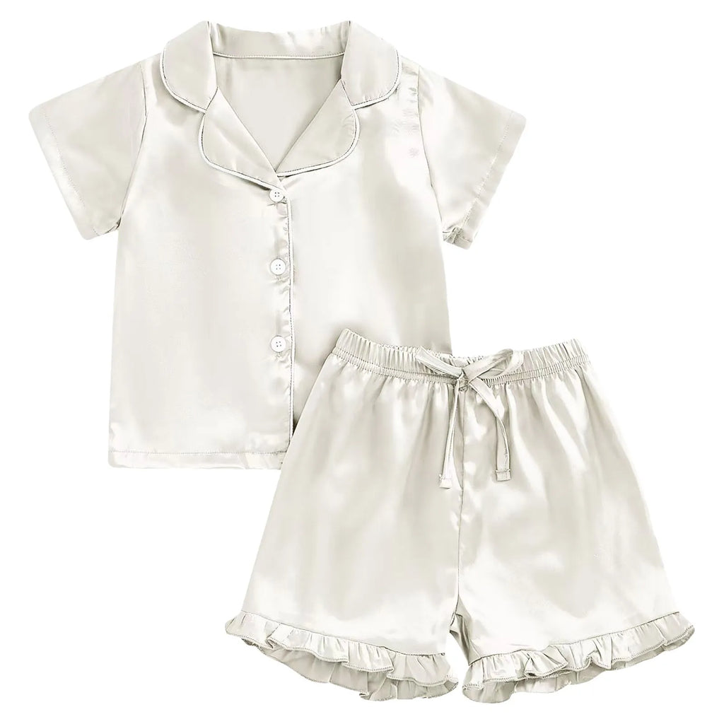 Baby Girl Warm Clothes Toddler Silk Pajamas Baby Kids Girl Satin Summer Feather Pajamas Short Sleeve Toddler Girl Slippers